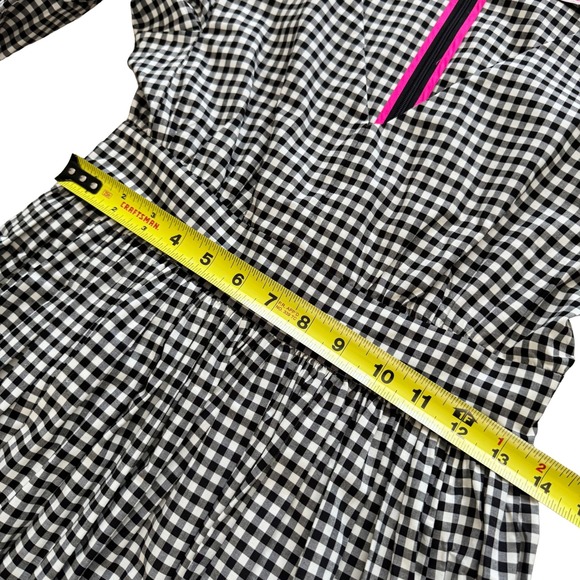 Kate Spade Gingham Bodega Midi Dress Gingham Puff Sleeve Boho Sz 4 Black White - Picture 11 of 16